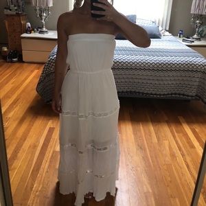 White eyelet detailed maxi dress